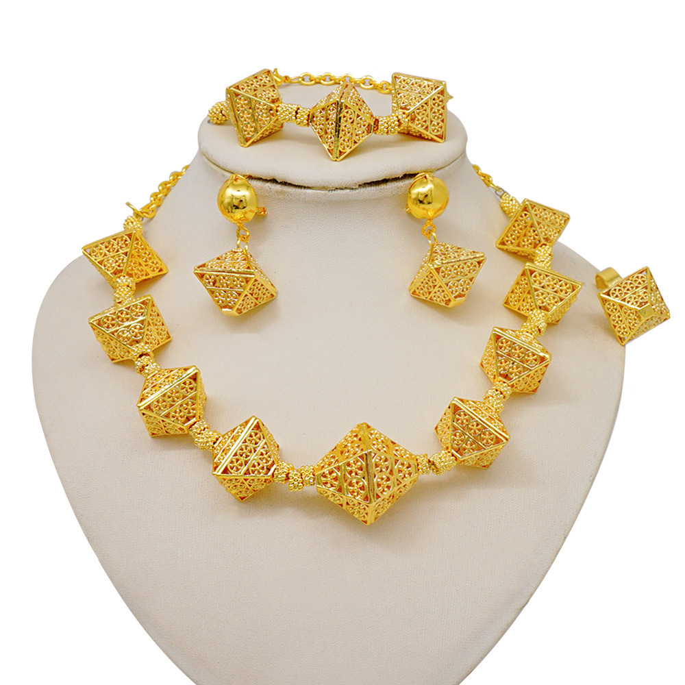 LifflyLadys Crystal Jewelry Set - 18K Gold Plated Necklace, Earrings, Bracelet, Ring For Women - View #12