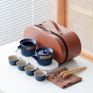 Juego de Té de Viaje Rápido de Lujo Ligero para Coche, 1 Tetera y 4 Tazas, Estilo Paisaje Vintage, Regalo de Recuerdo Portátil para Preparar Té al Aire Libre - Product Image 2