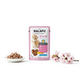NALAPU Nourriture humide pour chatons en sachet Poulet à haute teneur en viande 77g pour chatons en croissance Santé de la peau et du pelage Sans céréales Non-OGM Biologique - Product Image 1
