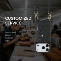 Étui portefeuille de luxe en cuir avec chaîne dorée et bandoulière, porte-cartes intégré pour iPhone 17 18 Pro Max