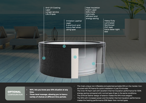 Jacuzzis octogonales de espuma ecológica personalizados para 6 personas, de ratán negro con sistema de masaje de burbujas y bomba externa. - Product Image 4