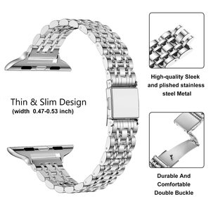 Bracelet de montre élégant en acier inoxydable avec fermoir pliable, compatible avec <span class=keywords><strong>Apple</strong></span> <span class=keywords><strong>Watch</strong></span> Ultra 3 2 Series SE toutes tailles - Product Image 4
