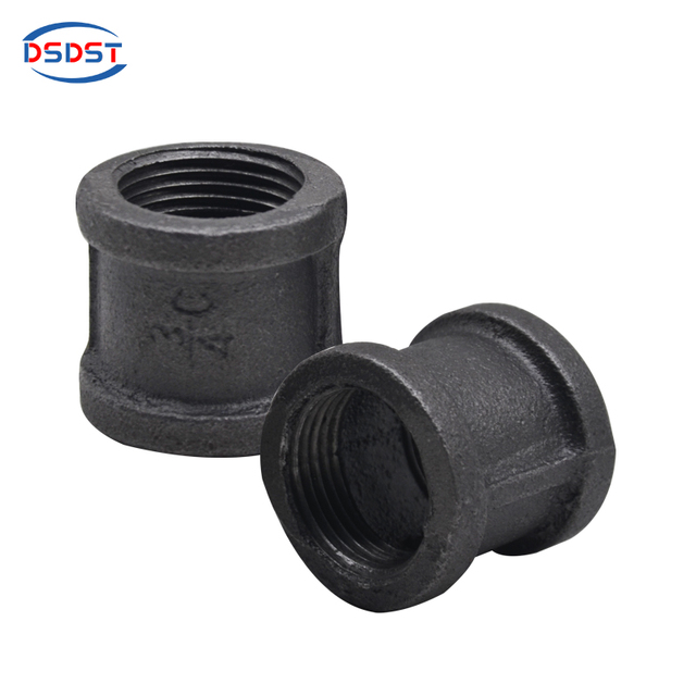 270 Malleable Iron Coated Black Socket Female with Ribs Banded Pipe Fittings 1/2"-1" for Home Decor