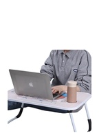 Table pliante simple pour ordinateur portable, table de lit avec fente pour cartes et porte-gobelet, bureau paresseux pour étudiants, dortoir, maison, bureau
