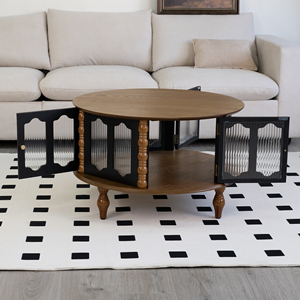 31.5-inch Round Three-Door Modern Wooden Decorative Eco-Friendly Coffee <b>Table</b> <b>for</b> <b>Dining</b> and Living Rooms - Product Image 3