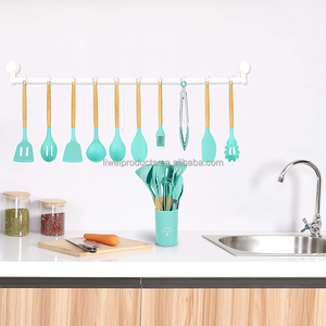 Bộ dụng cụ nấu ăn bằng silicon 12 món, tay cầm gỗ, chống dính, kèm hộp đựng, năm 2024 - Product Image 5