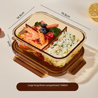 Boîte alimentaire en verre ambré durable, compartimentée, hermétique, anti-fuite, compatible micro-ondes, pour la préparation des repas au bureau et le stockage des aliments