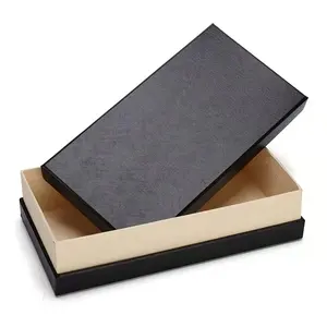 Черная прямоугольная коробка для кошелька, упаковочная коробка с крышкой вверх и вниз для универсальной длинной коробки для кошелька
