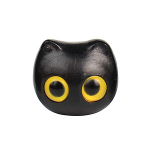 Black <b>Cat</b> Head Wood Craft Pendant 20x18x18mm Chinese Style Home Decor <b>Gift</b> - Product Image 4