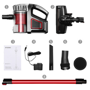 YFS Cordless Vacuum Cleaner 150W 8Kpa Suction Rod Type Red D806 With Telescopic <b>Tube</b> And <b>Led</b> Brush - Product Image 5