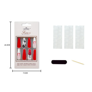 <span class=keywords><strong>Faux</strong></span> <span class=keywords><strong>ongles</strong></span> à presser de luxe <span class=keywords><strong>2021</strong></span>, design cercueil, marque privée, thèmes Halloween, Festival d'horreur, Noël, Bonhomme de neige, Vieil homme - Product Image 6