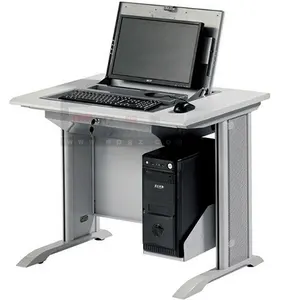 热销学校家具舒适金属框架单人学生翻覆电脑桌电脑桌