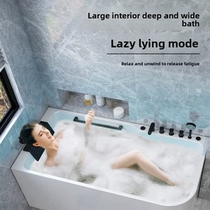 Baignoire autoportante en acrylique personnalisable <span class=keywords><strong>avec</strong></span> chauffage intelligent à température constante, massage à bulles et panneau intelligent pour appartement intérieur - Product Image 6