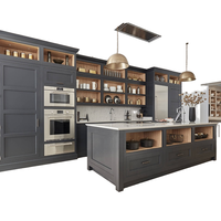 Mobili da Cucina Moderni di Lusso in Finitura Opaca Grigio Antracite con Piano di Lavoro in Marmo Bianco, Elettrodomestici Integrati, Cucina Modulare Personalizzata