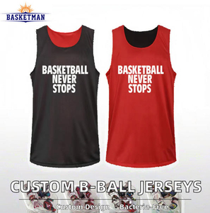 Kaus Tank Top basket musim panas kustom uniseks, Jersey menyerap keringat seragam basket pemuda reversibel modis - Product Image 4