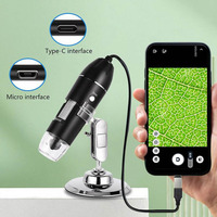Microscopio Digital USB 1600X 3 en 1 con Cámara Tipo-C y 8 LED para Reparación de Teléfonos, Inspección de PCB y Detección de Piel