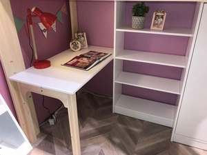 AILICHEN <span class=keywords><strong>Lit</strong></span> <span class=keywords><strong>surélevé</strong></span> pour enfants en bois massif moderne et simple, <span class=keywords><strong>lit</strong></span> superposé pour enfants peu encombrant <span class=keywords><strong>avec</strong></span> bureau et <span class=keywords><strong>armoire</strong></span> - Product Image 4