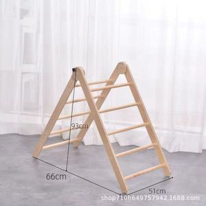 Wooden Children's Climbing <b>Frame</b> Foldable Multi Layer Solid Wood Indoor <b>Play</b> Structure For Home Toddlers Natural Color - Product Image 4