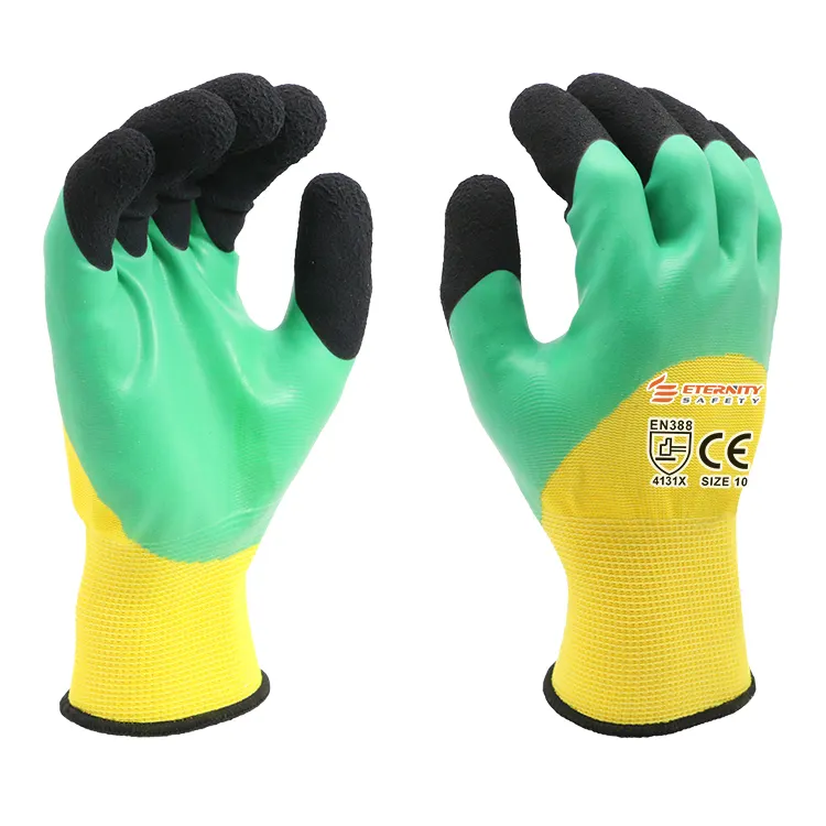 Wholesale Double Abrasion Resistance Coated Latex Foam Industrial Finger Latex Reinforced Gloves Safety Working