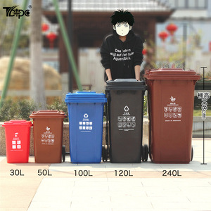 Poubelles 240L 120L à roulettes rectangulaires pour l'extérieur, poubelle de rue pour l'assainissement - Product Image 4