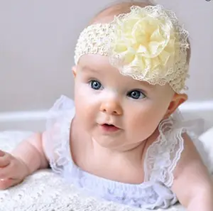 1PCS Baby Girls Mesh Flower Headband Elastic Crochet Children Hair Bands Newborn Infant Photo Shoot Kids Hair Accessories