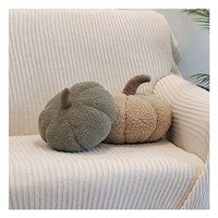 Coussin en peluche Sherpa beige Ultra doux, mignon en 3D, coussin en forme de citrouille, vente en gros