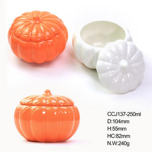 Bán buôn số lượng lớn lọ đựng nến gốm sứ hình bí ngô độc đáo, chịu nhiệt, có nắp, dùng trang trí nhà cửa dịp Giáng sinh - Product Image 5