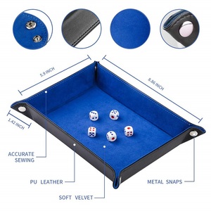 Biểu Tượng Tùy Chỉnh Có Thể Gập Lại PU Da & Nhung Xúc Xắc Lưu Trữ Khay Hình Vuông Cho Móc Chìa Khóa & Thẻ Lưu Trữ - Product Image 3