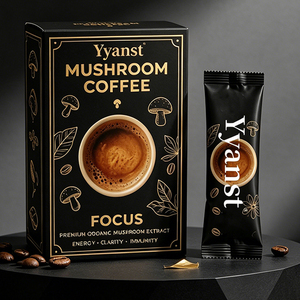 Café de hongos orgánico premium Focus 10g*10 sobres, café de hongos Black Gold, caja con estampado de dibujo, compatible con OEM, venta al por mayor, marca privada - Product Image 6