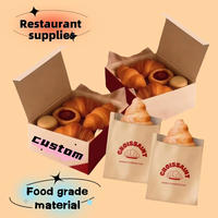 Sacs en papier personnalisés de qualité alimentaire et boîte en papier résistant à l'huile avec logo pour restaurant à emporter beignet croissant pain biscuit