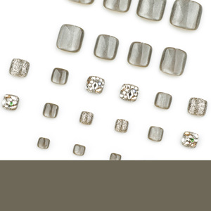 Ongles carrés effet œil de chat avec <span class=keywords><strong>strass</strong></span> scintillants, couverture complète, pré-conçus, super brillants, réutilisables et détachables, style <span class=keywords><strong>nail</strong></span> <span class=keywords><strong>art</strong></span> pour les pieds - Product Image 4