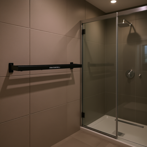 Étagère de douche en aluminium noir de 45,3 pouces, fixation murale pour murs de salle de bain, modèle D0100H7W3UJ - Product Image 2