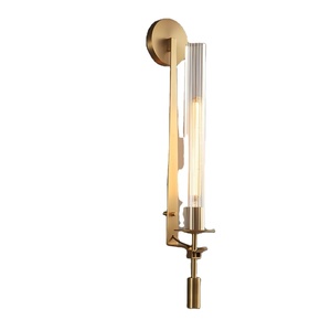 Lampada da Parete Moderna in Cristallo, Applique Rustiche per Interni, Oro e Nero - Product Image 1