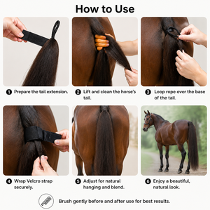 Extensions de queue de cheval naturelles durables en crin véritable, toucher réel, pour spectacles de rodéo et de <span class=keywords><strong>plaisir</strong></span> équestre, couleur et taille personnalisables, fixation sécurisée en tissu - Product Image 6