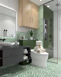 Mattonelle per pavimenti in porcellana color porcellanato piccolo stile floreale 300mm 300x mm bianco venato verde scuro - Product Image 5