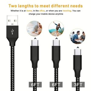 สาย USB Type C ยาว 3 ฟุต 6 ฟุต สายชาร์จแบบถักไนลอน USB A to USB C ใช้ได้กับ S10 S10+ S9 S8 Plus สำหรับโทรศัพท์ 15 16 - Product Image 2