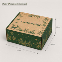 Boîte d'expédition en carton ondulé personnalisée avec logo de Noël, couvercle à rabat, conception à plat et découpe monobloc pour l'expédition e-commerce