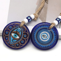 Porte-clés tendance bohème chic avec breloque œil protecteur en acrylique, style musulman islamique turc, avec corde en chanvre