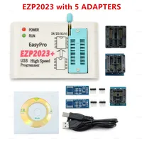 Programador USB SPI EZP2023, Juego Completo con 15 Adaptadores, Clip de Prueba Sop8/16, Compatible con EEPROM Flash Bios 24 25 93 95, Clip Minipro CH554T