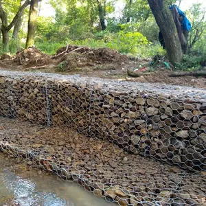 川の土手の岩壁用の亜鉛メッキおよびPVCコーティングされた蛇籠3x3x4m蛇籠バスケット