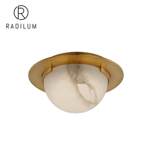 Plafonnier rond en albâtre, luminaire de luxe pour hall d'hôtel, décoration en pierre en forme d'anneau, dôme, luminaire en pierre, solitaire, encastré - Product Image 1