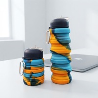 Bouteille d'eau pliable en silicone résistante à la chaleur sans BPA pour enfants, randonnée, avec couvercle
