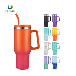 Gobelet isotherme de voiture en acier inoxydable de 40 oz, grande capacité, avec poignée et paille, pour fête, glace, exclusivité transfrontalière - Product Image 1