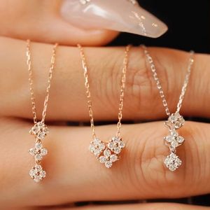 Xinfly Fashion Real 18k Gold Jewelry Friendship Charm Heart Lucky Four <b>Leaf</b> Clover Pendant Diamond Necklace - Product Image 1