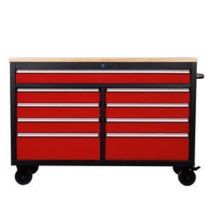 चल गैरेज कार मरम्मत 9 विभाजित दराज 52 इंच लॉक करने योग्य लाल धातु उपकरण कैबिनेट मास्टरफोर्स उपकरण कैबिनेट - Product Image 4