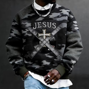 เสื้อสเวตเชิ้ตผู้ชายปักลาย ขนาดใหญ่พิเศษ ผ้าฝ้าย 100% แขนยาว ระบายอากาศได้ดี สวมใส่สบายๆ - Product Image 4