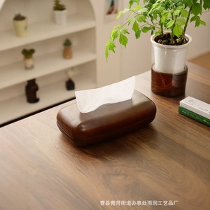 Caja de pañuelos de madera de nogal con diseño de guijarro, almacenamiento minimalista para escritorio, multiusos, conveniente para uso en hoteles y restaurantes - Product Image 2