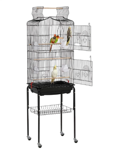 Casita de Pájaros Grande con Ruedas, Estación de Varillas, Bandeja de Alimentos, Jaulas de Cría, Diseño de Techo A LA Moda, Jaulas de Pájaros Grandes - Product Image 5