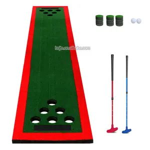 Portátil golfe quintal jogos definir 12 buracos putting green mat golf putters colocando jogo prática treinamento ajuda interior ao ar livre