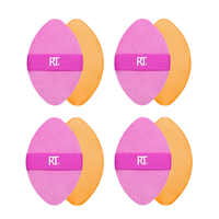 RT 0133 Lot de 4 Éponge à Maquillage Miracle Rose 2-en-1 Sans Cruauté, Double Face, Pleine Taille, Bande Élastique Réversible, Bouffée de Poudre